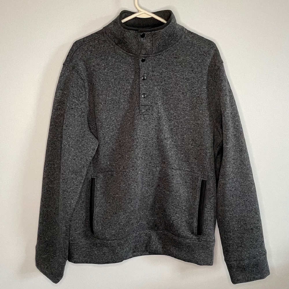 Goodfellow & Co Pullover‎ Sweatshirt Mens Mock Neck 1/4 Button Up Gray Large